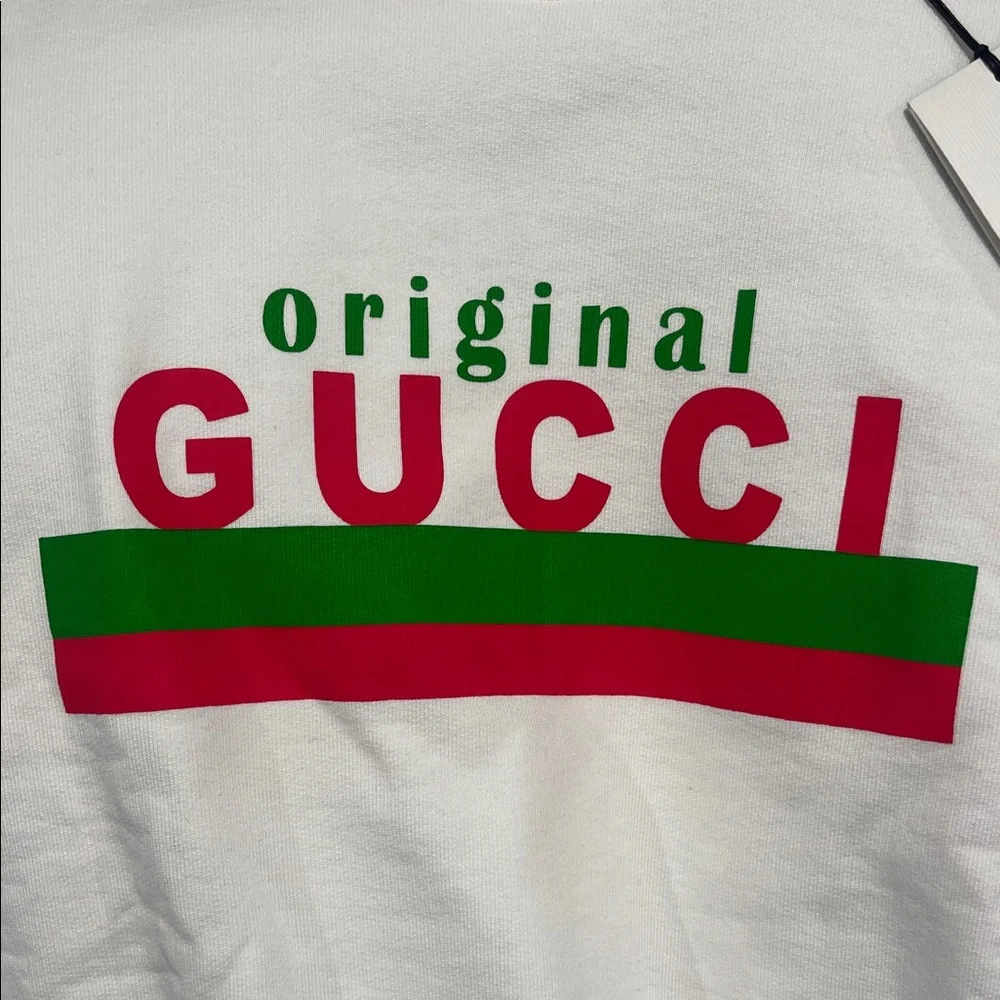 Gucci Original White Crewneck Sweater with Red and Green